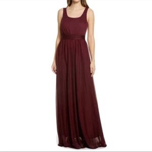 NWT Birdy Grey Jan‎ Dress Cabernet Chiffon Bridesmaid Gown Small